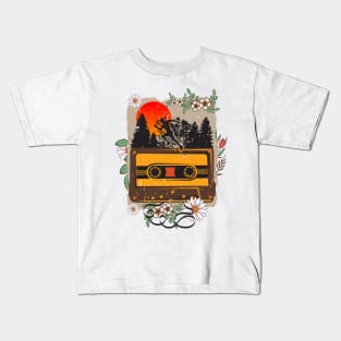 Running man old music tape cassette Florals Kids T-Shirt